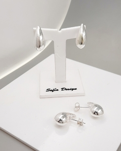 Aros Gota Grandes de Plata 925