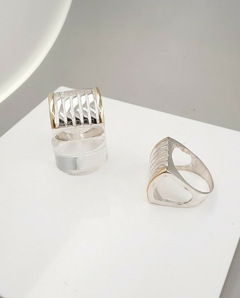 Anillo Rayado Plata 925 y Oro