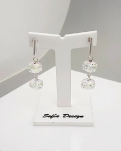 Aros Donas Colgantes de Cristal Plata 925