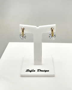 Aros Cubic Blanco Plata 925 y Oro