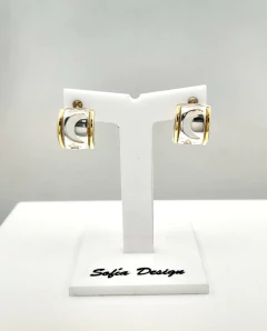 Aros Medio Sin Fin Luna de Plata 925 y Oro