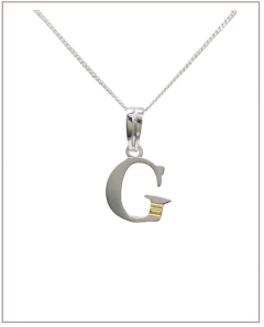 Dije Inicial con Oro - Letra G de Plata 925