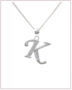 Dije Inicial con Cubic - Letra K de Plata 925