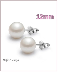 Aros Perla Pegada 12mm de Plata 925