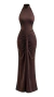 Vestido longo drapeado marrom na internet