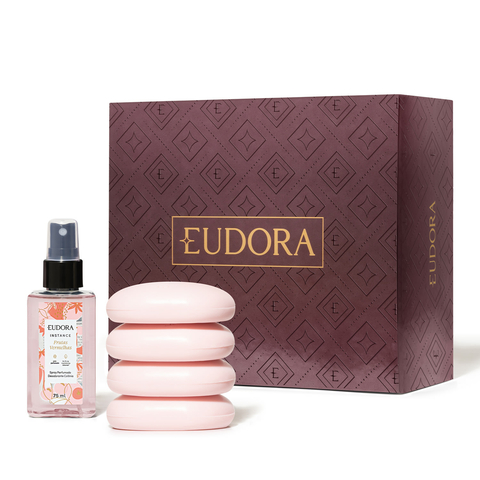 Estojo De Dia Das Mães Frutas Vermelhas Instance Body Splash de 75ml + Quatro Barras De Sabonete