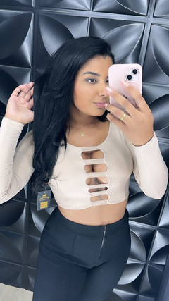 Cropped Sabrina manga longa
