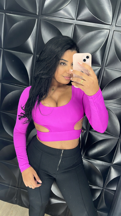 Cropped Aline manga longa