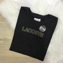 Camisa algodão Lacoste escrita preta bordada P - comprar online