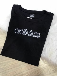 Camisa algodão Adidas escrita preta bordada P