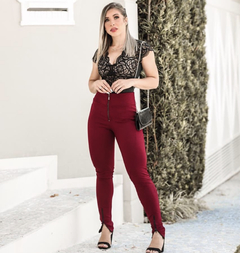 Calça 3 zíper vinho - comprar online
