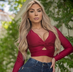 Cropped Bianca manga longa
