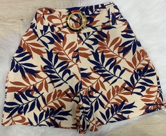 Shorts Crepe Estampado com Cinto