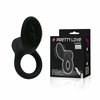 00047 | Anel peniano com vibrador e estimulador de clitóris feitos de silicone - PRETTY LOVE