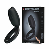 00049 | Anel peniano com alça para escroto em silicone com estimulador clitoriano vibratório - PRETTY LOVE