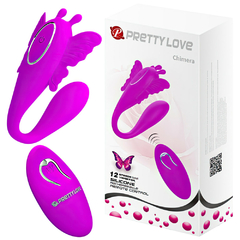 00357 | Vibrador de Luxo em formato de borboleta para Casais com 12 modos de vibração e com controle remoto - PRETTY LOVE