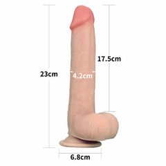 01023 | Prótese realística 23 cm, com camada de dupla densidade, macio por fora e interior firme, possui escroto, veias salientes e ventosa de fixação - LOVETOY - comprar online