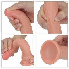 01075 | Pênis Dupla Densidade 18,5x3,4 cm. Dual Layered Platinum Silicone Cock Bege - LOVETOY