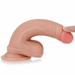 01077 | Pênis Dupla Densidade 18x3,5 cm. Dual Layered Platinum Silicone Cock Bege - LOVETOY - E-VARIEDADES