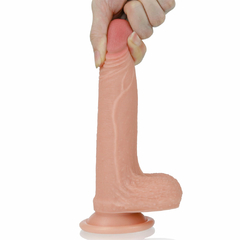 01077 | Pênis Dupla Densidade 18x3,5 cm. Dual Layered Platinum Silicone Cock Bege - LOVETOY