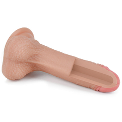 01077 | Pênis Dupla Densidade 18x3,5 cm. Dual Layered Platinum Silicone Cock Bege - LOVETOY - comprar online