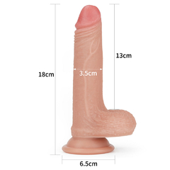 01077 | Pênis Dupla Densidade 18x3,5 cm. Dual Layered Platinum Silicone Cock Bege - LOVETOY na internet