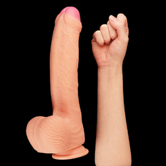 01081 | Pênis Dupla Densidade 28x5,3 cm Dual Layered Platinum Silicone Cock Bege - LOVETOY