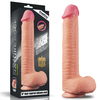 01083 | Pênis Dupla Densidade com Escroto 30,5x5,3 cm Dual Layered Platinum Silicone Cock Bege - LOVETOY