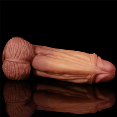 01087 | Pênis Dupla Densidade 24.5x6.9 cm Dual Layered Platinum Silicone Cock Bege e Marrom - LOVETOY - E-VARIEDADES