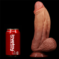 01087 | Pênis Dupla Densidade 24.5x6.9 cm Dual Layered Platinum Silicone Cock Bege e Marrom - LOVETOY - E-VARIEDADES