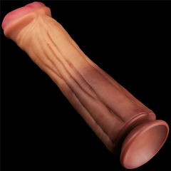 01089 | Pênis Dupla Densidade 30cm X 7,5cm Dual Layered Platinum Silicone Cock Bege e Marrom - LOVETOY - E-VARIEDADES