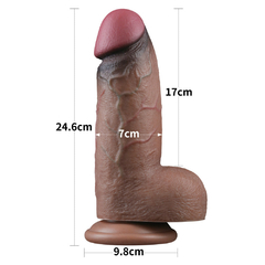 01096 | Pênis Dupla Densidade 24,6x7cm -Dual Layered Platinum Silicone Cock Marrom - LOVETOY - comprar online