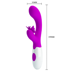 Imagem do 01228 | Vibrador com estimulador clitoriano em formato de de borboleta,dois motores que com 30 vibrações - PRETTY LOVE