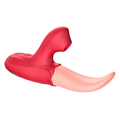 01269 | Vibrador, com formato de língua, possui estimulador de clítoris, com 10 modos de pulsação e a língua com 10 modos de vibração - OLENA - comprar online