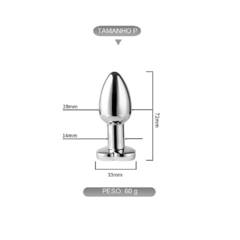 01602 | Plug anal de luxo em metal com LED e 12 modos de vibração - Tamanho P - VIPMIX - comprar online