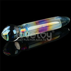 01609 | Penetrador de Vidro - 18,4cm Twilight Gleam Glass Dildo- Alluring Arc - LOVETOY - E-VARIEDADES