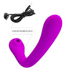 02016 | Vibrador com ponta dupla.Com 4 modos de pulsação em uma extremidade, 12 modos de vibração na outra extremidade, flexível, material macio, liso e com toque aveludado - PRETTY LOVE - loja online