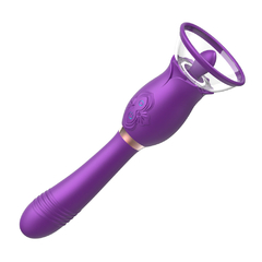 02041 | Vibrador de ponto G. Possui sugador de clitóris com língua estimuladora, com 3 modos de sucção e 3 modos de vibração - OLENA