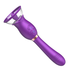 02041 | Vibrador de ponto G. Possui sugador de clitóris com língua estimuladora, com 3 modos de sucção e 3 modos de vibração - OLENA - comprar online