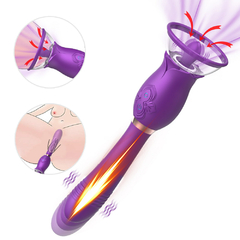 02041 | Vibrador de ponto G. Possui sugador de clitóris com língua estimuladora, com 3 modos de sucção e 3 modos de vibração - OLENA - E-VARIEDADES