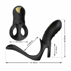 02133 | Anel Peniano Duplo em Silicone com Estimulador Clitoriano e Estimulador de Prostata - USK - comprar online