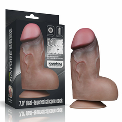 02319 | Pênis Dupla Densidade 18,2x6,6 cm -Dual Layered Platinum Silicone Cock Marrom - LOVETOY