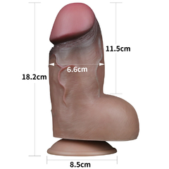 Imagem do 02319 | Pênis Dupla Densidade 18,2x6,6 cm -Dual Layered Platinum Silicone Cock Marrom - LOVETOY