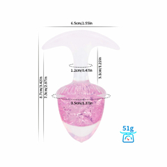 02480 | Plug Anal de Silicone Platina usando nova tecnologia com esfera de vidro Interno e Alça - Bolota - Tamanho P - VIPMIX - E-VARIEDADES