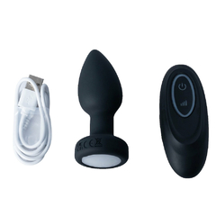 02535 | Plug Anal em Silicone com LED,com 10 Modos de Vibração e rotação,e Controle Remoto sem Fio - VIPMIX - loja online