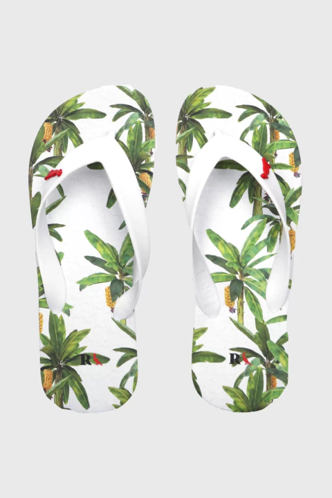 Chinelo Masculino Reserva Branco Estampado Bananeira