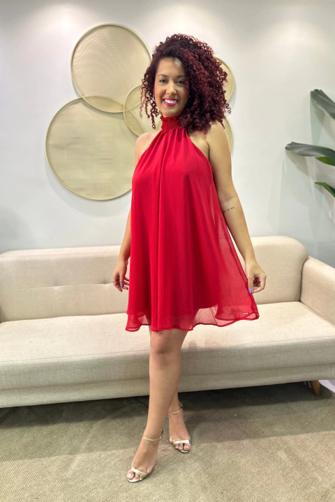 Vestido Feminino Gola Alta Elastico com Babados Colcci - comprar online