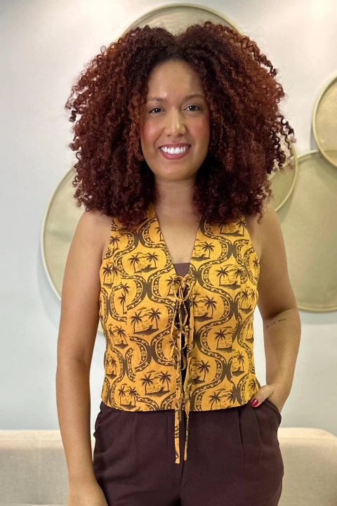 Colete Feminino Amaracao Estampado Lembranca de Verao Farm - comprar online
