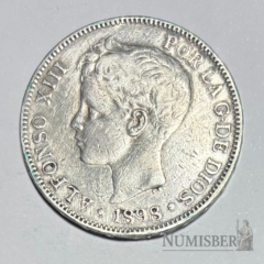 España - 5 Pesetas Alfonso XIII - KM707 - 1898