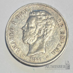 España - 5 Pesetas Amadeo I - KM666 - !871 estrella 1875